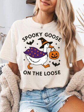 Halloween Shirt, Spooky Goose On The Loose T-shirt